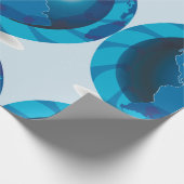 Moderne blauwe aardglobe wereldkaart cadeaupapier (Hoek)