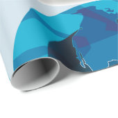 Moderne blauwe aardglobe wereldkaart cadeaupapier (Rol Hoek)
