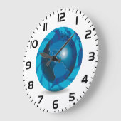 Moderne blauwe aardglobe wereldkaart grote klok (Hoek)