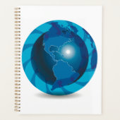 Moderne blauwe aardglobe wereldkaart planner (Voorkant)