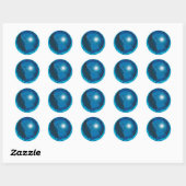 Moderne blauwe aardglobe wereldkaart ronde sticker (Vel)
