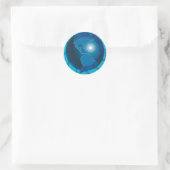 Moderne blauwe aardglobe wereldkaart ronde sticker (Tas)