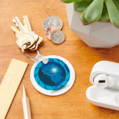 Moderne blauwe aardglobe wereldkaart sleutelhanger