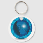Moderne blauwe aardglobe wereldkaart sleutelhanger (Voorkant)