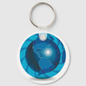 Moderne blauwe aardglobe wereldkaart sleutelhanger (Achterkant)