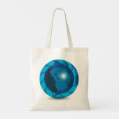 Moderne blauwe aardglobe wereldkaart tote bag (Achterkant)