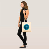 Moderne blauwe aardglobe wereldkaart tote bag