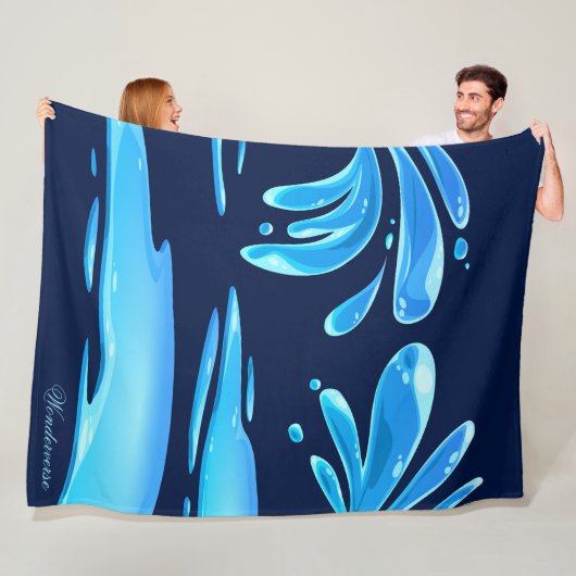 Moderne Blauwe Abstracte Deken | Luxe Minimaal Knu (In situ)