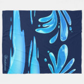 Moderne Blauwe Abstracte Deken | Luxe Minimaal Knu (Voorkant (Horizontaal))