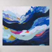 Moderne Blauwe Abstracte Expressionistische Schild Poster (Voorkant)