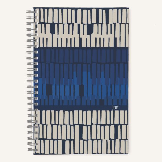 Moderne Blauwe Abstracte Geometrie Notitieboek (Voorkant)