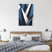 Moderne Blauwe Abstracte Geometrische 3D Canvas Afdruk (Insitu (Slaapkamer))