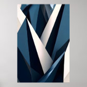 Moderne Blauwe Abstracte Geometrische 3D Poster (Voorkant)