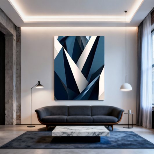 Moderne Blauwe Abstracte Geometrische 3D Poster