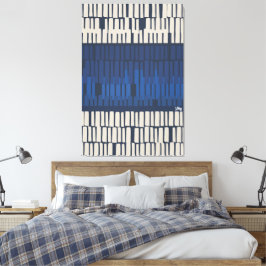 Moderne Blauwe Abstracte Geometrische Muurkunst Canvas Afdruk