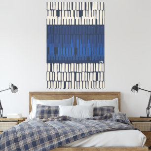 Moderne Blauwe Abstracte Geometrische Muurkunst Canvas Afdruk