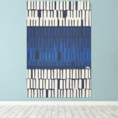 Moderne Blauwe Abstracte Geometrische Muurkunst Canvas Afdruk (Insitu (Houten vloer))