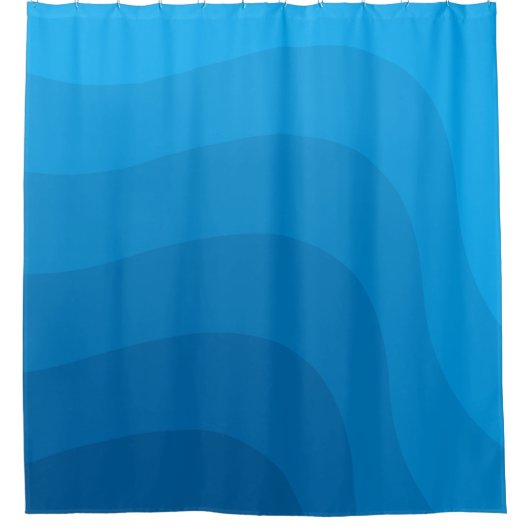 Moderne blauwe Abstracte golven Douchegordijn (Voorkant)
