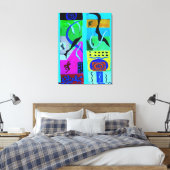 Moderne blauwe Abstracte inspiratie van matisse Canvas Afdruk (Insitu (Slaapkamer))