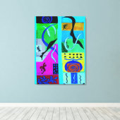 Moderne blauwe Abstracte inspiratie van matisse Canvas Afdruk (Insitu (Houten vloer))