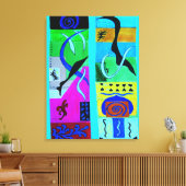 Moderne blauwe Abstracte inspiratie van matisse Canvas Afdruk (Insitu (Woonkamer))