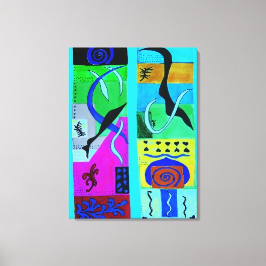 Moderne blauwe Abstracte inspiratie van matisse Canvas Afdruk (Voorkant)