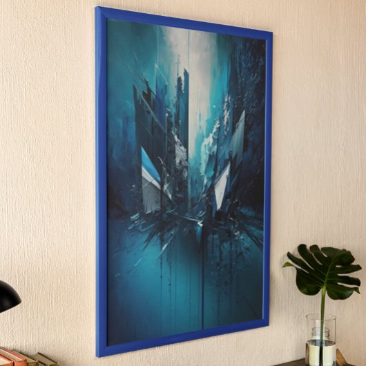 Moderne blauwe abstracte schilderij poster
