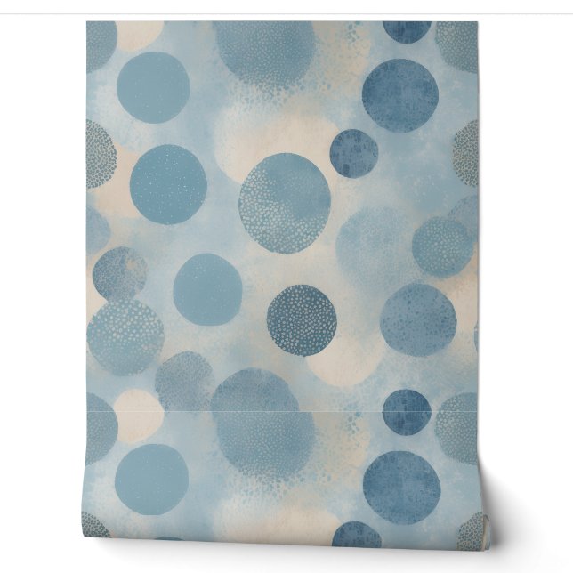 Moderne Blauwe Abstracte Stip Behang (Afrollen)
