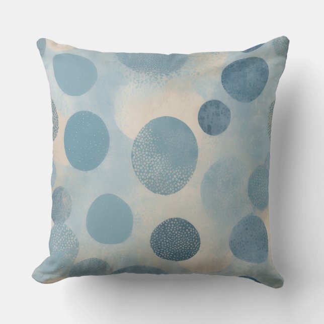 Moderne Blauwe Abstracte Stip Kussen (Voorkant)