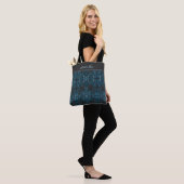 Moderne Blauwe Abstracte Tote Bag (Op model)