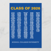 Moderne Blauwe Afstudeerceremonie Klas van 2026 Kaart (Achterkant)