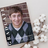 Moderne Blauwe Afstudeerfeest Custom Photo Kaart