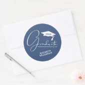Moderne blauwe afstudeerfeest ronde sticker (Envelop)