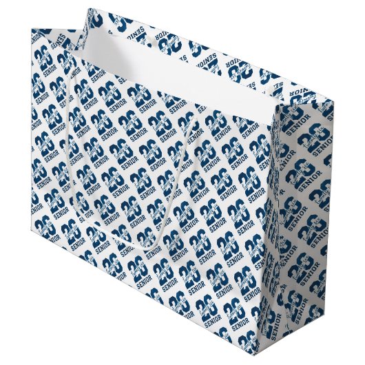Moderne Blauwe Afstudeerfeest SENIOR Groot Cadeauzakje (Voorkant Gekanteld)