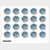 Moderne Blauwe Agaat Geode Gouden Monogram Schrift Ronde Sticker (Vel)