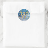 Moderne Blauwe Agaat Geode Gouden Monogram Schrift Ronde Sticker (Tas)