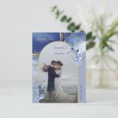 Moderne Blauwe Aqua Marmeren Bruiloft Dank u Briefkaart (Staand voorkant)