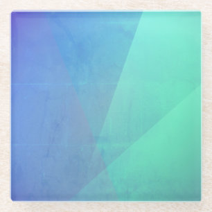 Moderne Blauwe Aqua & Turquoise Geometrische Gradi Glazen Onderzetter