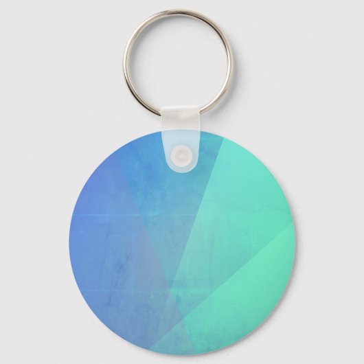 Moderne Blauwe Aqua & Turquoise Geometrische Gradi Sleutelhanger (Voorkant)