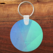 Moderne Blauwe Aqua & Turquoise Geometrische Gradi Sleutelhanger (Voorkant)