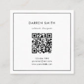 Moderne Blauwe Aquarel Abstracte QR Code Monogram Vierkante Visitekaartje (Achterkant)