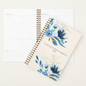 Moderne Blauwe Aquarel Bloemige Gepersonaliseerde Planner (Display)
