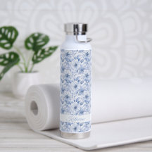 Moderne Blauwe Aquarel Bloemmotief Naam