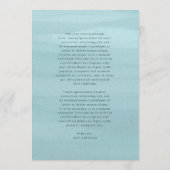 Moderne Blauwe Aquarel Elegante Trouwdag Menu (Achterkant)