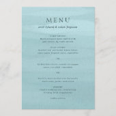 Moderne Blauwe Aquarel Elegante Trouwdag Menu (Voorkant)