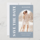 Moderne, blauwe Arch foto opslaan datum Save The Date (Voorkant)