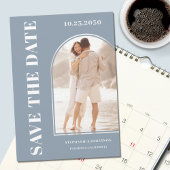 Moderne, blauwe Arch foto opslaan datum Save The Date