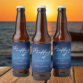 Moderne Blauwe Avond Bruiloft  Mini Bier Etiket