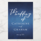 Moderne Blauwe Avond Bruiloft Mini Wijn Etiket (Enkel label)