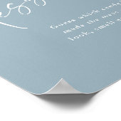 Moderne Blauwe Baby Shower met Lettertype Poster (Hoek)